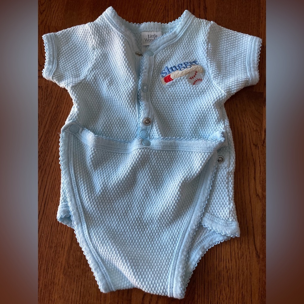 Vintage Little Wonders romper slugger baseball outfit 0-3 months cotton